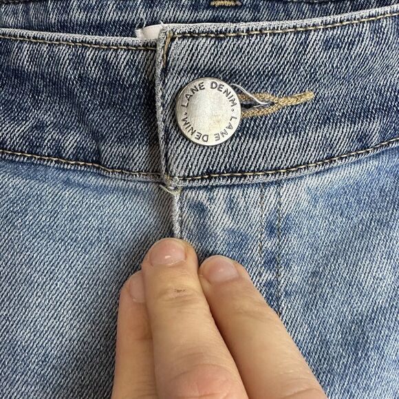 Lane Bryant High Rise Straight Crop Jeans Size 16 Patchwork Half Raw Hem - Picture 5 of 11